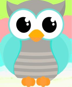 Blue Grey Owl Easy Paint By Numbers