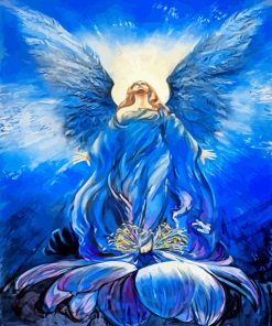 Blue Angel in Lotus Flower Paint By Numbers