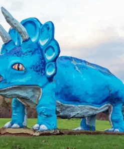 Blue Triceratops Dinosaur Paint By Numbers