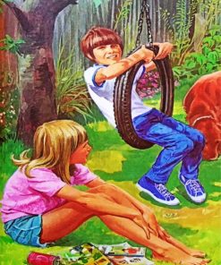 Boys Swinging Fun Paint By Numbers