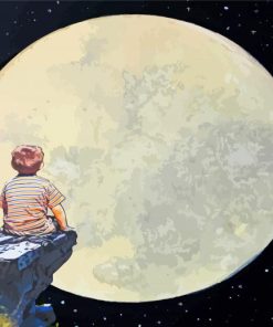 Boy Watching Moon Scene Paint By Numbers
