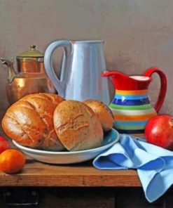 Bread and Fresh Fruits Paint By Numbers