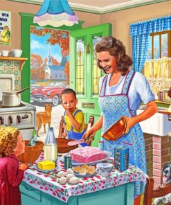 Mother and Child Breakfast Delight Paint By Numbers
