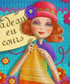 Knitting Woman Artistic Scenes Paint By Numbers