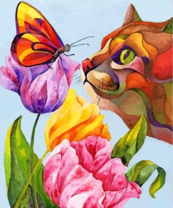 Cat and Butterfly Art Paint By Numbers