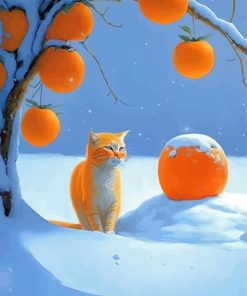 Cat and Orange Delight Paint By Numbers