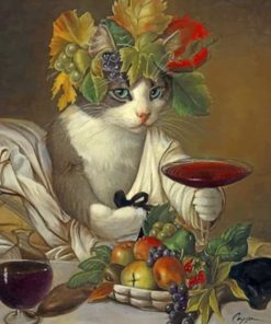 Cat and Wine Vintage Paint By Numbers