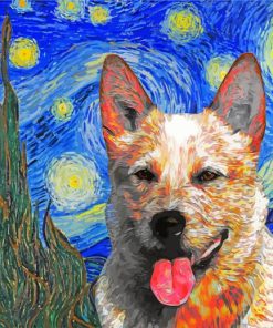 Blue Heeler Starry Night Paint By Numbers