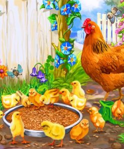 Chickens and Chicks Paint By Numbers