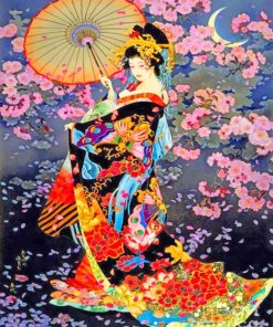 Asian Woman Cherry Blossoms Paint By Numbers