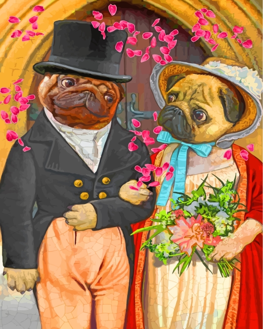 Finalizing artwork for Romantic Dog Duo Paint By Numbers