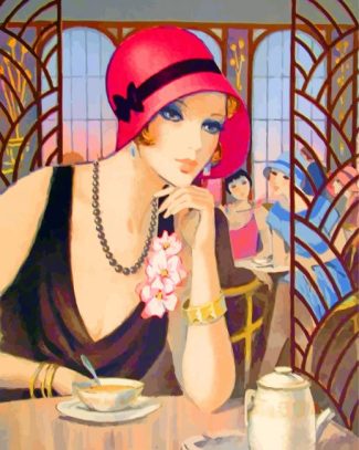 Elegant Deco Lady Coffee Paint By Numbers