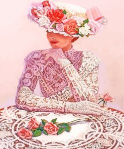 Vintage Floral Woman Paint By Numbers