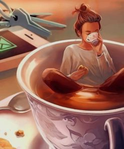 Coffee Time Girl Paint By Numbers