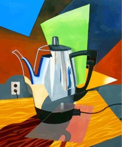 Colorful Coffee Pot Cubism Paint By Numbers