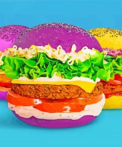 Colorful Rainbow Burger Paint By Numbers