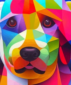 Colorful Cubism Dog Paint By Numbers