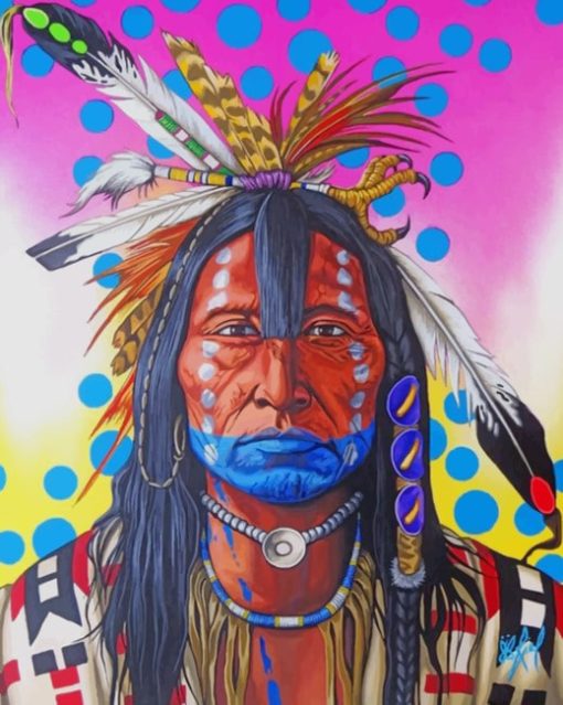 colorful-amerindian-man-paint-by-numbers