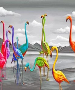 Colorful Bird Flamingo Paint By Numbers