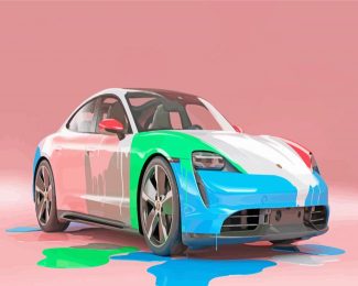 Colorful Porsche Taycan Cars Paint By Numbers