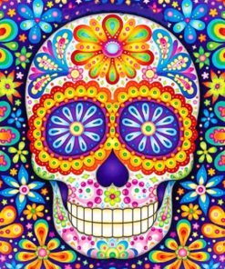 Colorful Skull Flower Paint By Numbers