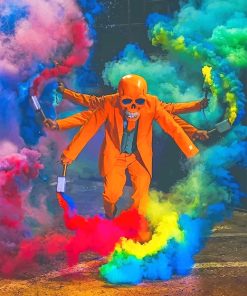 Colorful Skull and Smoke Paint By Numbers