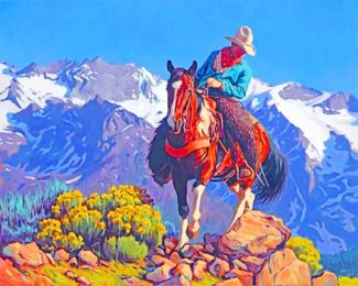 Western Cowboys in Mountain Scenery Paint By Numbers