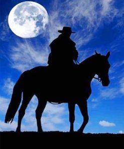 Cowboy Silhouettes Under Moon Paint By Numbers