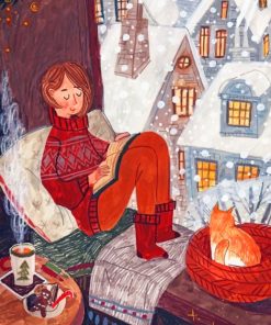 Woman Relaxing with Pets Paint By Numbers