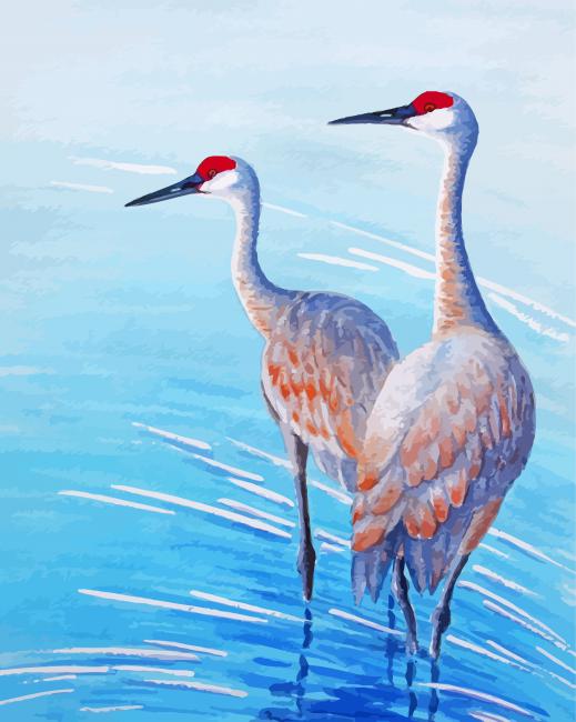 finalizing Crane in Water Paint By Numbers artwork