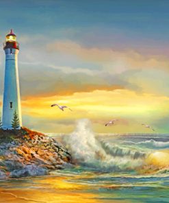 Crisp Point Lighthouse Sunset Paint By Numbers