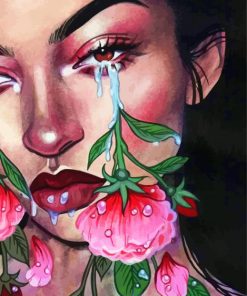 Crying Pink Flowers Paint By Numbers