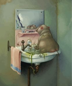 Cute Hippopotamus Baby Painting Paint By Numbers