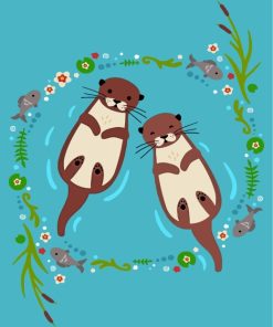 Cute Beavers Otters Paint By Numbers