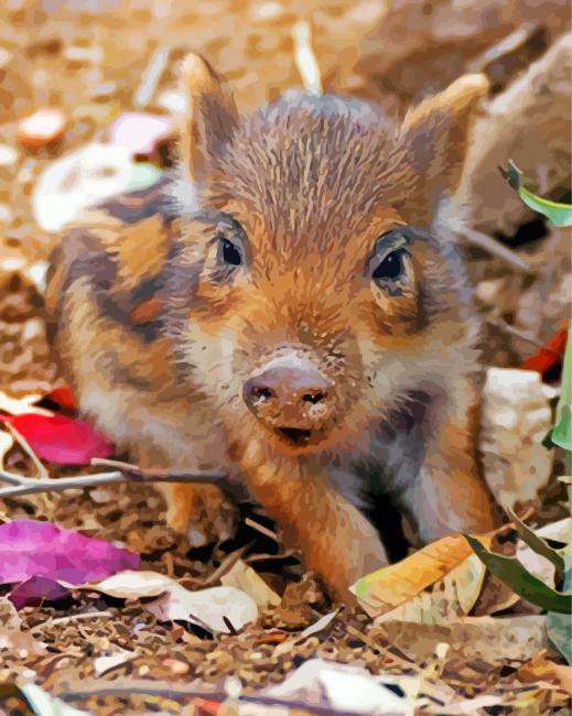 finalizing Boar Wildlife Art Paint By Numbers artwork