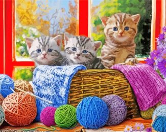 Kitten with Yarn Playtime Paint By Numbers