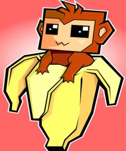Cute Monkey with Bananas Paint By Numbers