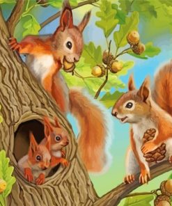 Cute Squirrels Animal Paint By Numbers