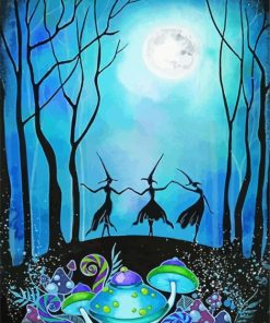 Dancing Witches Halloween Theme Paint By Numbers