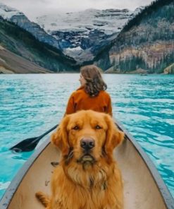 Dog and Owner's Tranquil Boat Ride Paint By Numbers