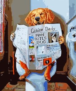 Dog Fun at the Toilet Paint By Numbers