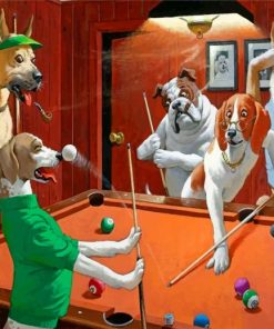 Dogs Pool Game Paint By Numbers