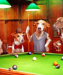 Dogs Playing Pool Paint By Numbers