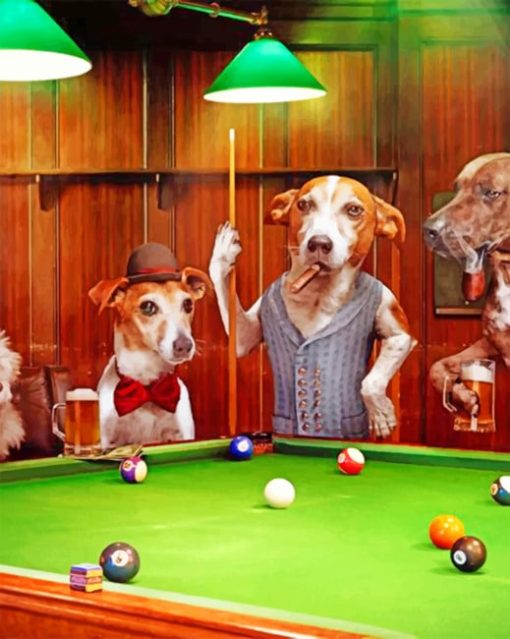 dogs-playing-pool-paint-by-numbers