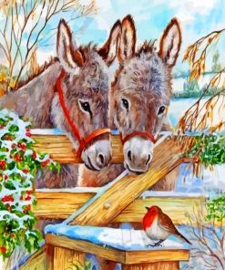 Donkeys and Cardinal Paint By Numbers