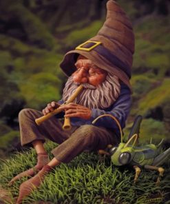 Dwarf Playing Flute in Forest Paint By Numbers