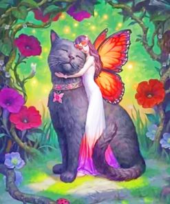 Fairy and Black Cat Enchantment Paint By Numbers