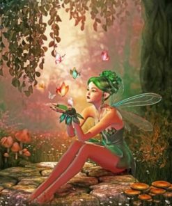 Green Haired Fairy Fantasy Paint By Numbers