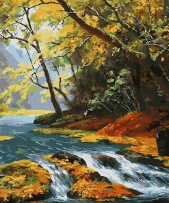 Maple Leaf River Scene Paint By Numbers