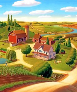 Farm Barns Scenic Paint By Numbers